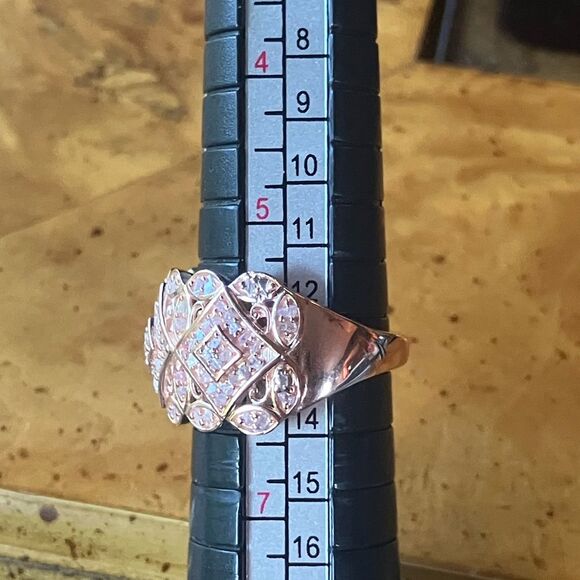 Natural Pink Diamond Sterling Silver Ring Size 6 - Picture 8 of 9